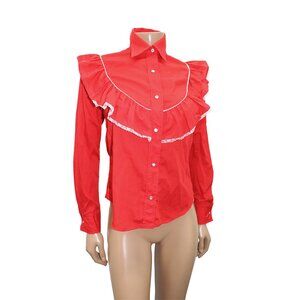 Authentic 70s Caravan Western Red Shirt Blouse S